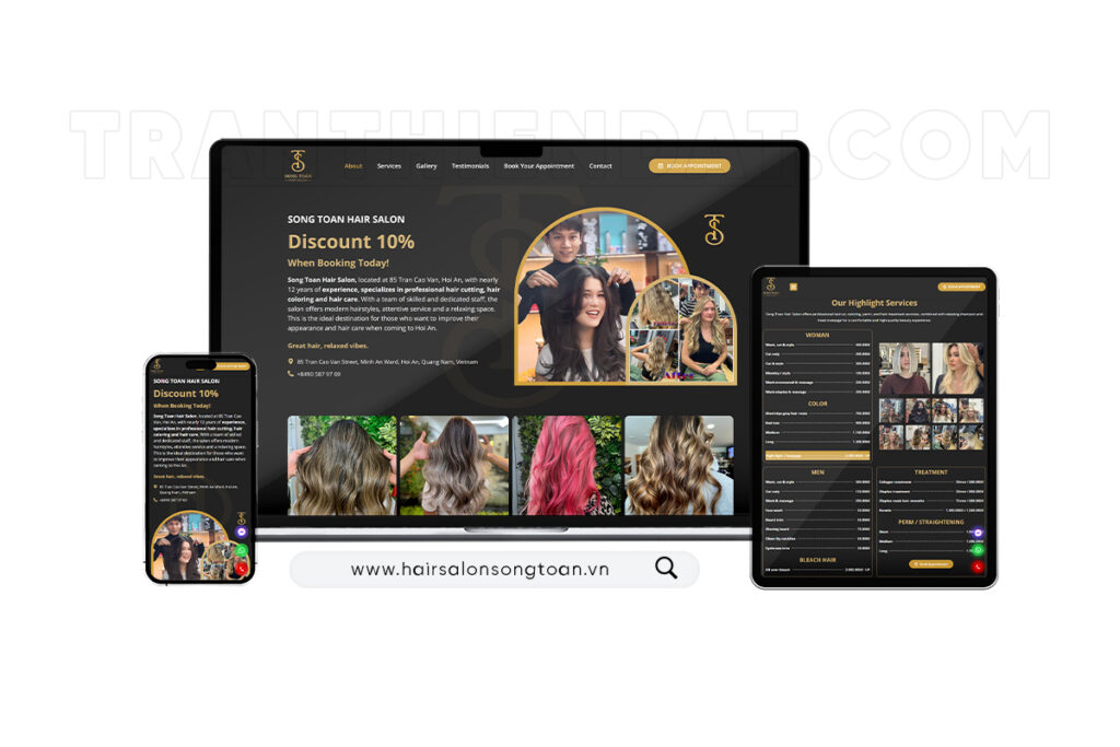 Dự án thiết kế landingpage Salon Tóc Song Toàn